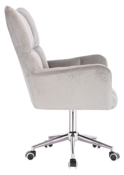 LuxuryForm DESIGN Kreslo AURORA VELUR na striebornej podstave s kolieskami - svetlo šedé