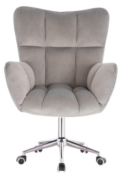 LuxuryForm DESIGN Kreslo AURORA VELUR na striebornej podstave s kolieskami - svetlo šedé
