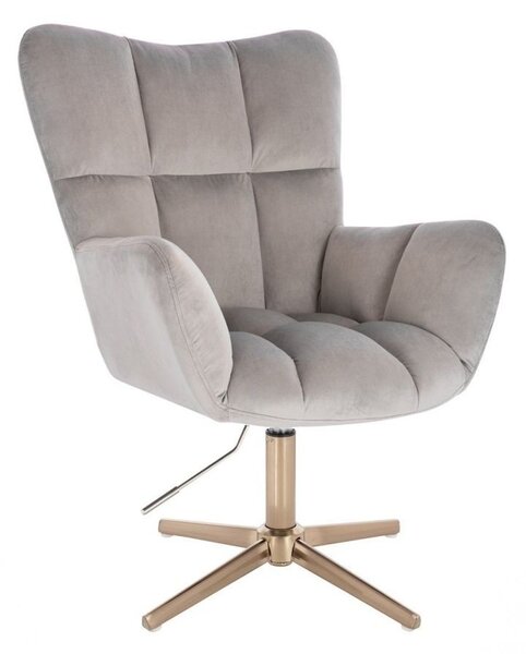 LuxuryForm DESIGN Kreslo AURORA VELUR na zlatom kríži - svetlo šedé