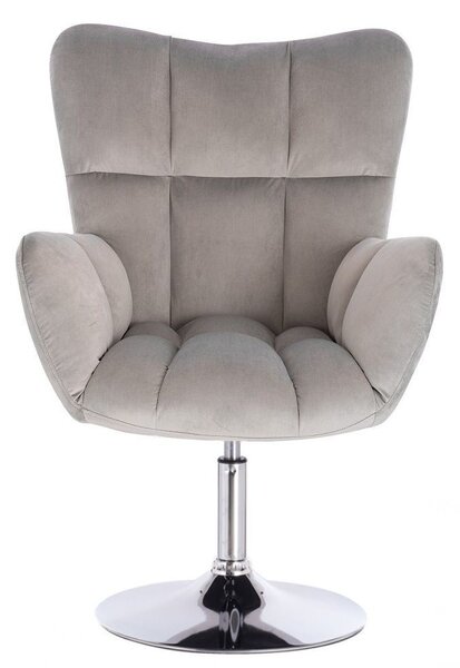LuxuryForm DESIGN Kreslo AURORA VELUR na striebornom tanieri - svetlo šedé