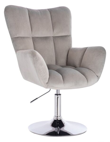 LuxuryForm DESIGN Kreslo AURORA VELUR na striebornom tanieri - svetlo šedé