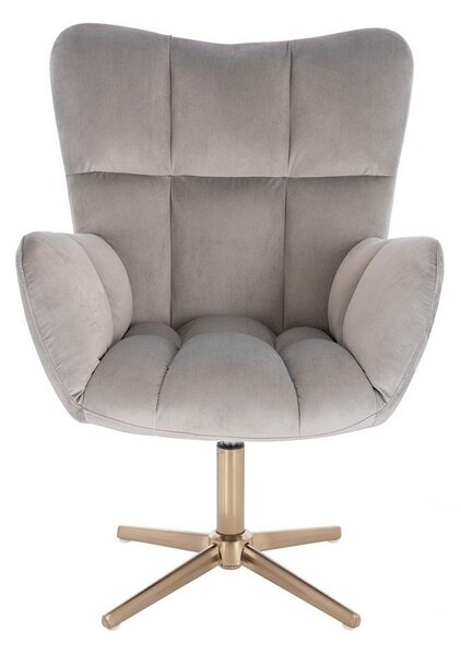 LuxuryForm DESIGN Kreslo AURORA VELUR na zlatom kríži - svetlo šedé