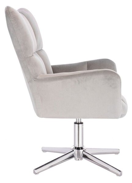 LuxuryForm DESIGN Kreslo AURORA VELUR na striebornom kríži - svetlo šedé