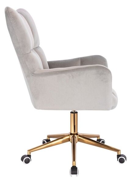 LuxuryForm DESIGN Kreslo AURORA VELUR na zlatej podstave s kolieskami - svetlo šedé