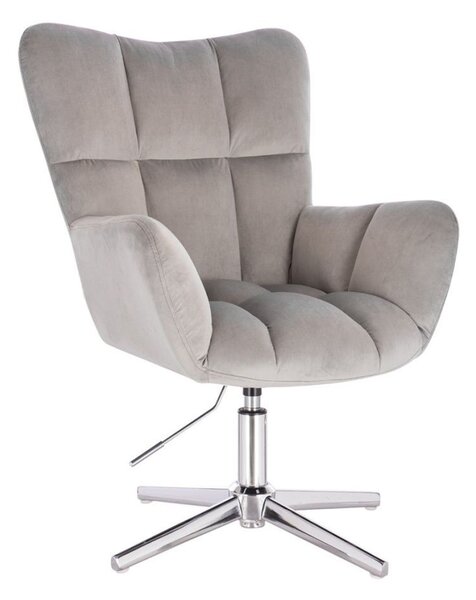 LuxuryForm DESIGN Kreslo AURORA VELUR na striebornom kríži - svetlo šedé