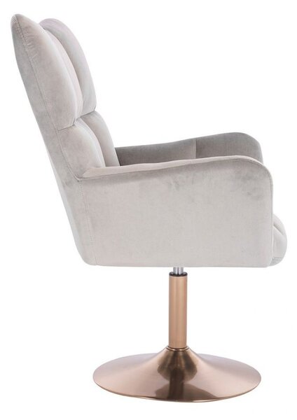 LuxuryForm DESIGN Kreslo AURORA VELUR na zlatom tanieri - svetlo šedé