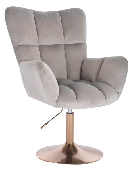 LuxuryForm DESIGN Kreslo AURORA VELUR na zlatom tanieri - svetlo šedé