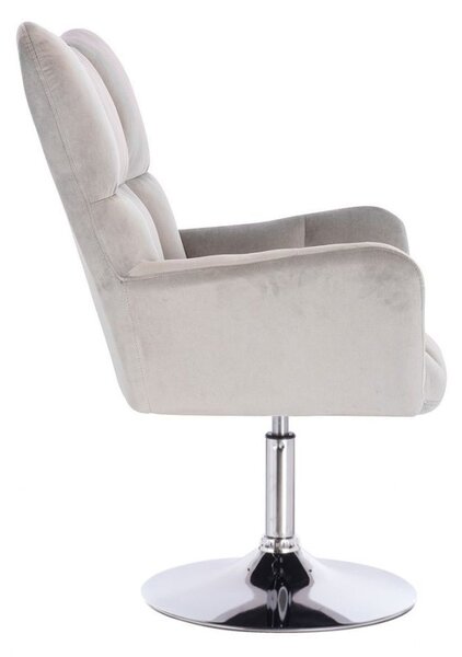 LuxuryForm DESIGN Kreslo AURORA VELUR na striebornom tanieri - svetlo šedé