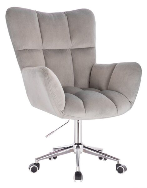 LuxuryForm DESIGN Kreslo AURORA VELUR na striebornej podstave s kolieskami - svetlo šedé