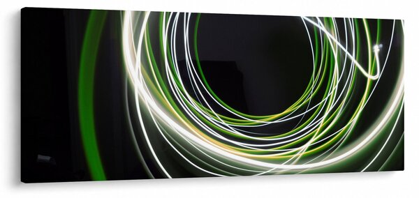 Obraz zelených čiar (120x50 cm)