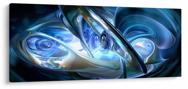 Obraz modrých fraktálov (120x50 cm)