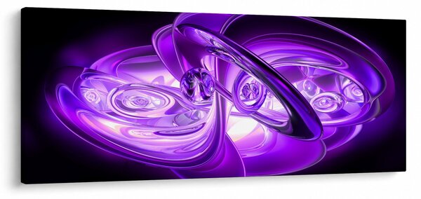Obraz fialových fraktálov (120x50 cm)