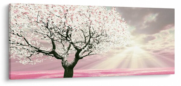 Ružový obraz stromu (120x50 cm)