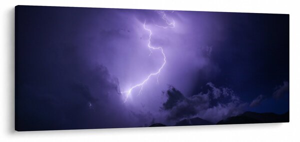 Obraz - fialová obloha a blesk (120x50 cm)