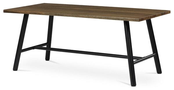 Autronic - Stůl jídelní, 180x90cm, dýha, barva ořech, kovová černá noha - HT-T1818 WAL NOVINKA