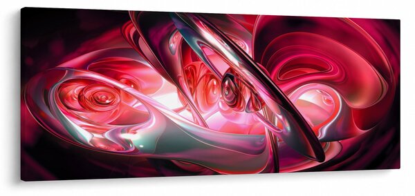Obraz červených fraktálov (120x50 cm)