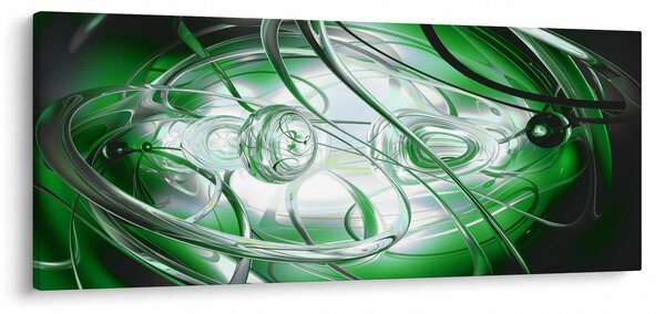 Zelený abstraktný obraz (120x50 cm)