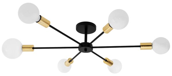 Toolight - Lampa spider-6 APP501-6C, čierna-zlatá, OSW-01100