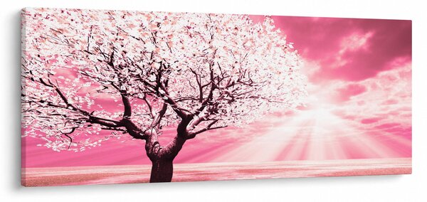 Ružový obraz stromu (120x50 cm)