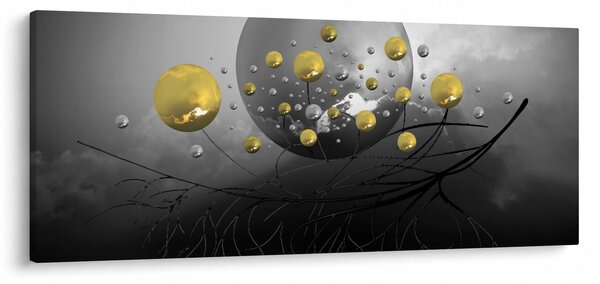 Obraz zlatých abstraktných gulí (120x50 cm)