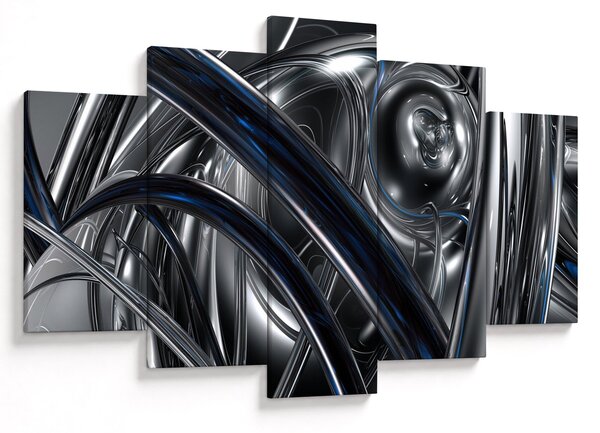 Obraz sivej abstrakcie s modrou (150x105 cm)
