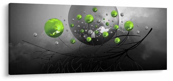 Obraz zelených abstraktných gulí (120x50 cm)