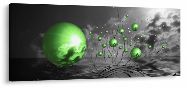 Obraz zelených abstraktných gulí (120x50 cm)