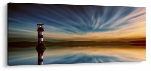 Obraz majáku v mori (120x50 cm)