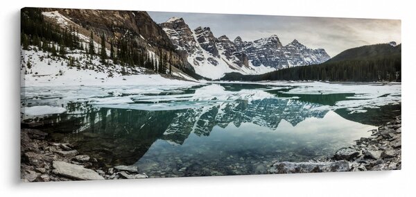 Obraz - jazero v zime (120x50 cm)