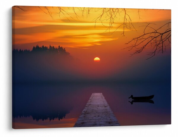 Obraz mostu pri západe slnka (70x50 cm)