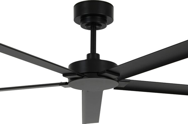 Beacon Lighting Stropný ventilátor Monza, čierny, DC, tichý, Ø 152 cm, IP55, Čierna, Obývacia izba / jedáleň, Hliník, Moderný