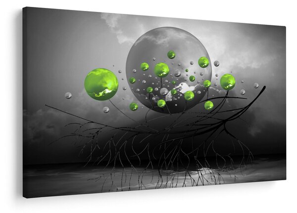 Obraz zelených abstraktných gulí (90x60 cm)