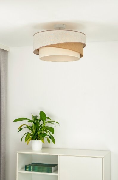 Duolla - Prisadený luster KOBO 1xE27/15W/230V pr. 45 cm béžová/hnedá/biela