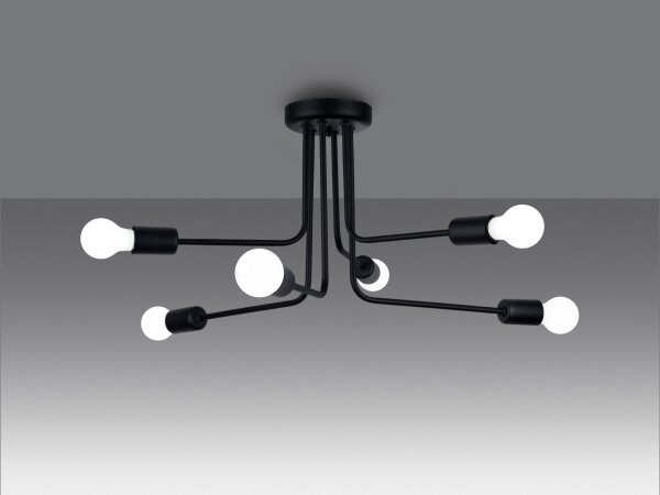 Sollux SL.1452 - Luster na tyči NORAH 6xE27/15W/230V čierna