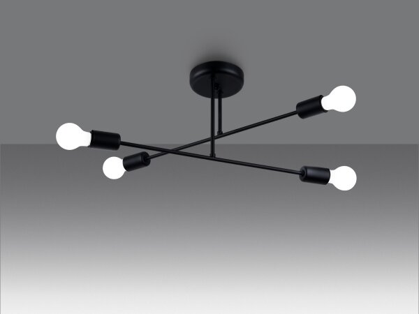 Sollux SL.1451 - Luster na tyči NORAH 4xE27/15W/230V čierna
