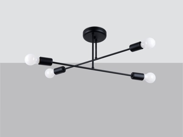 Sollux SL.1451 - Luster na tyči NORAH 4xE27/15W/230V čierna