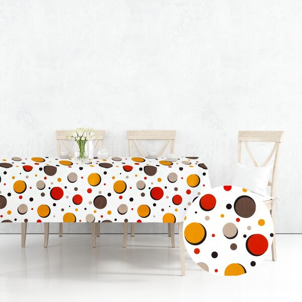 Ervi bavlnený obrus na stôl štvorcový - farebné kruhy