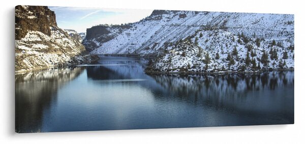 Obraz - zimná krajina s jazerom (120x50 cm)