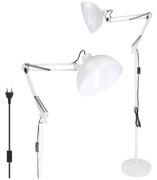 Brilagi - Flexibilná stojacia lampa TASKER 1xE27/60W/230V 157 cm biela