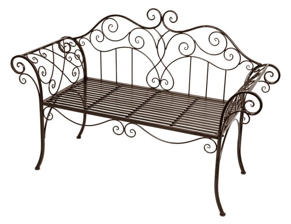 Čierno-tmavohnedá kovová záhradná lavica Selene – Garden Pleasure