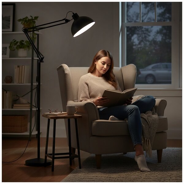 Brilagi - Flexibilná stojacia lampa TASKER 1xE27/60W/230V 157 cm čierna
