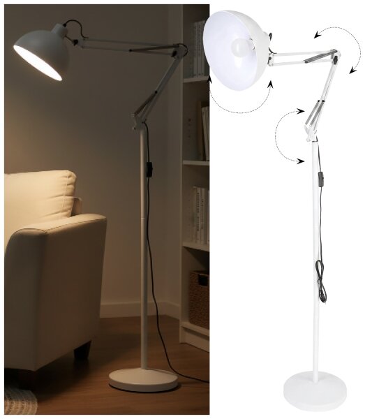 Brilagi - Flexibilná stojacia lampa TASKER 1xE27/60W/230V 157 cm biela