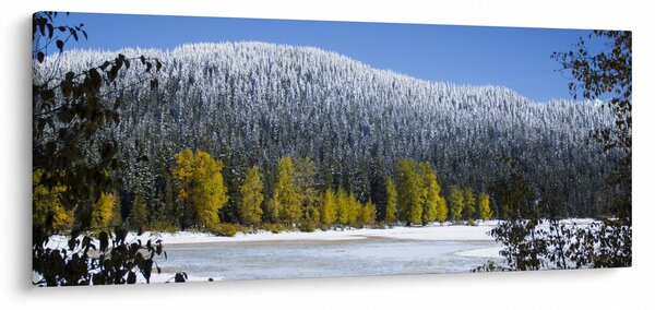 Obraz - zasnežené hory v zime (120x50 cm)
