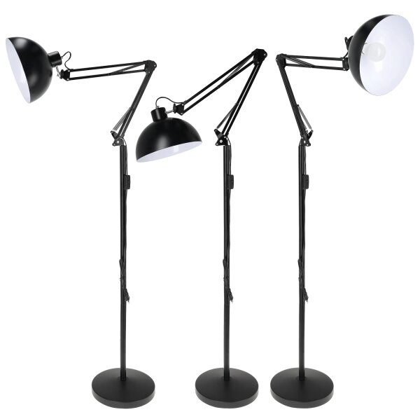 Brilagi - Flexibilná stojacia lampa TASKER 1xE27/60W/230V 157 cm čierna