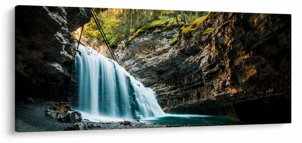 Obraz lesného vodopádu (120x50 cm)