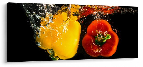 Obraz - papriky vo vode (120x50 cm)