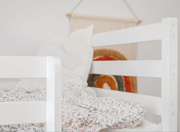 MAXMAX Detská poschodová posteľ z masívu borovice NINA so zásuvkami 200x90 cm - biela