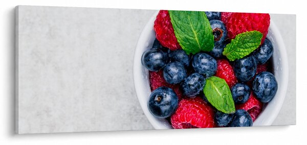 Obraz - miska s lesným ovocím (120x50 cm)