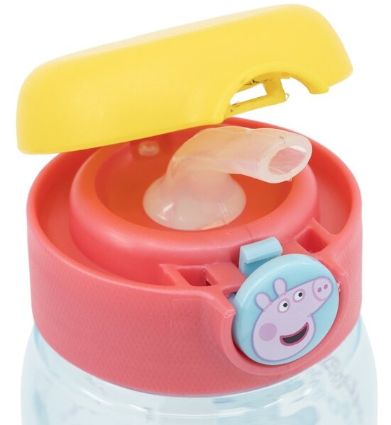 Plastová fľaša na pitie so slamkou a viečkom Prasiatko Peppa - 510 ml