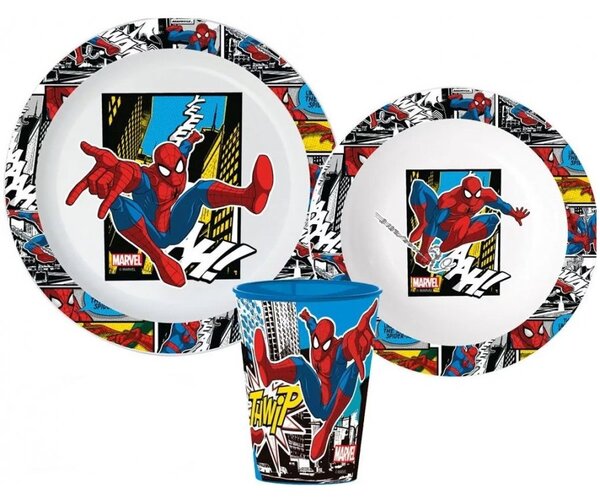 Sada plastového riadu Spiderman s kelímkom - 3 diely